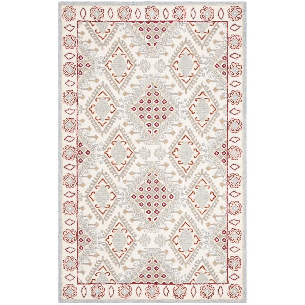 MICRO-LOOP, IVORY / RED, 5' X 8', Area Rug. Picture 1