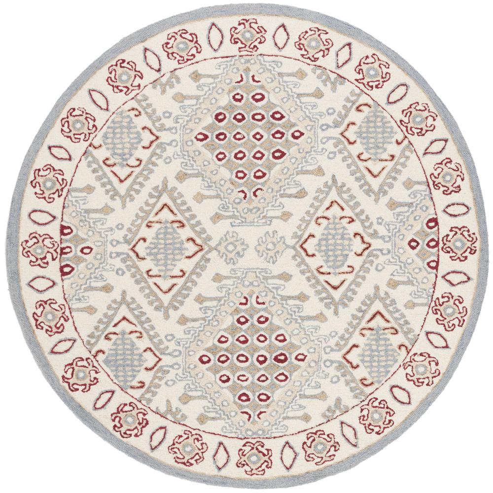 MICRO-LOOP, IVORY / RED, 5' X 5' Round, Area Rug. Picture 1