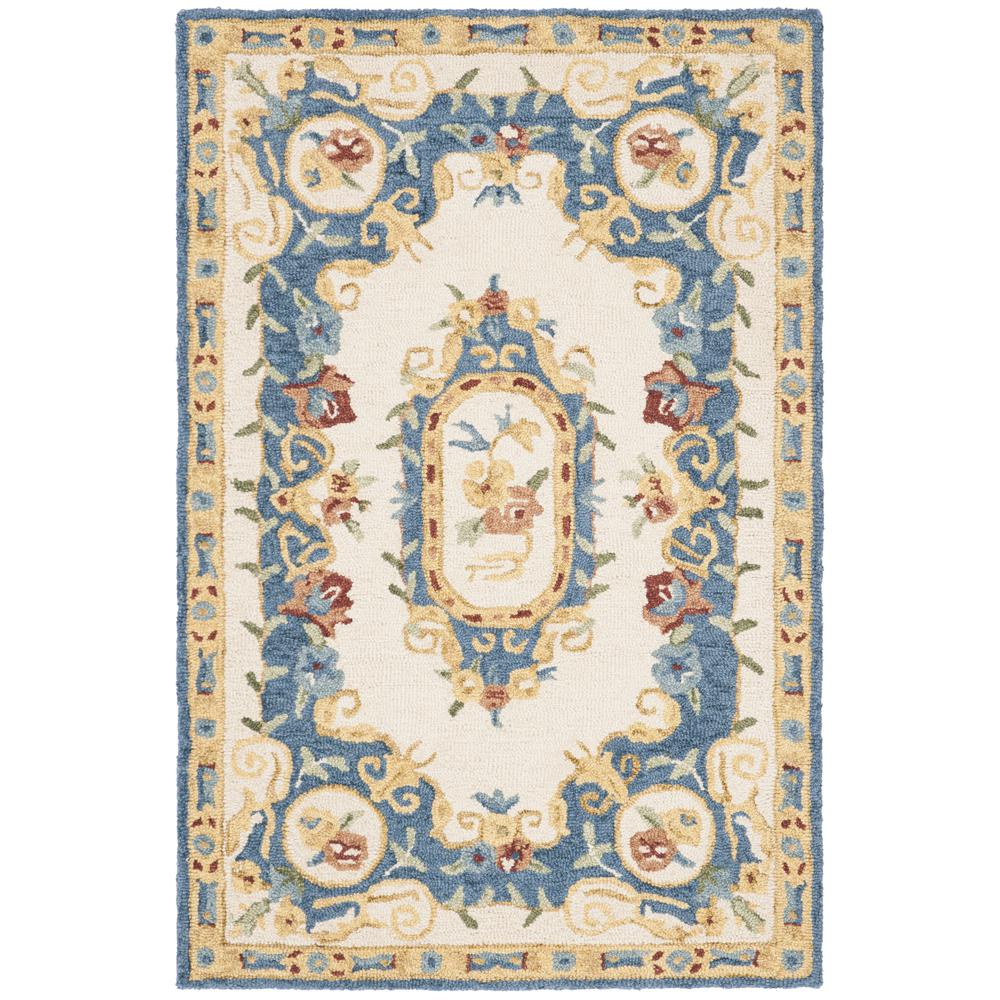 MICRO-LOOP, CREAM / BLUE, 2'-6" X 4', Area Rug. Picture 1