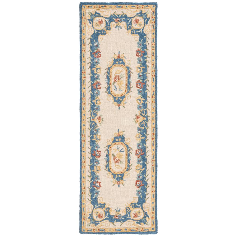 MICRO-LOOP, CREAM / BLUE, 2'-3" X 7', Area Rug. Picture 1