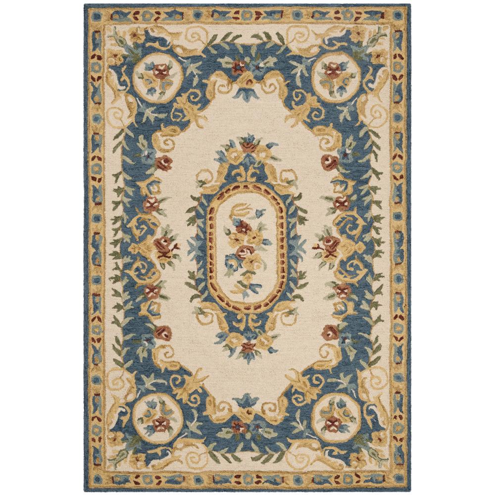 MICRO-LOOP, CREAM / BLUE, 4' X 6', Area Rug. Picture 1