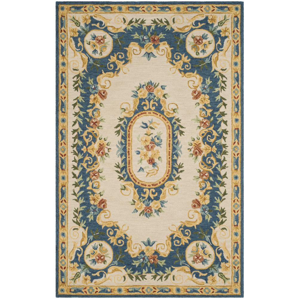 MICRO-LOOP, CREAM / BLUE, 5' X 8', Area Rug. Picture 1