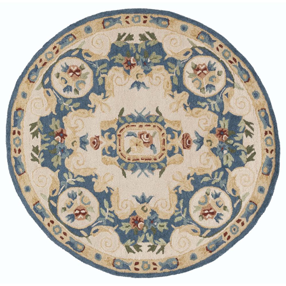 MICRO-LOOP, CREAM / BLUE, 5' X 5' Round, Area Rug. Picture 1