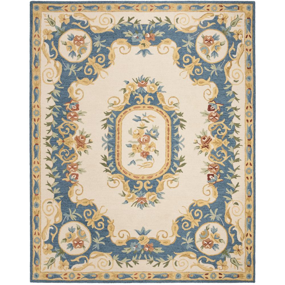 MICRO-LOOP, CREAM / BLUE, 8' X 10', Area Rug. Picture 1