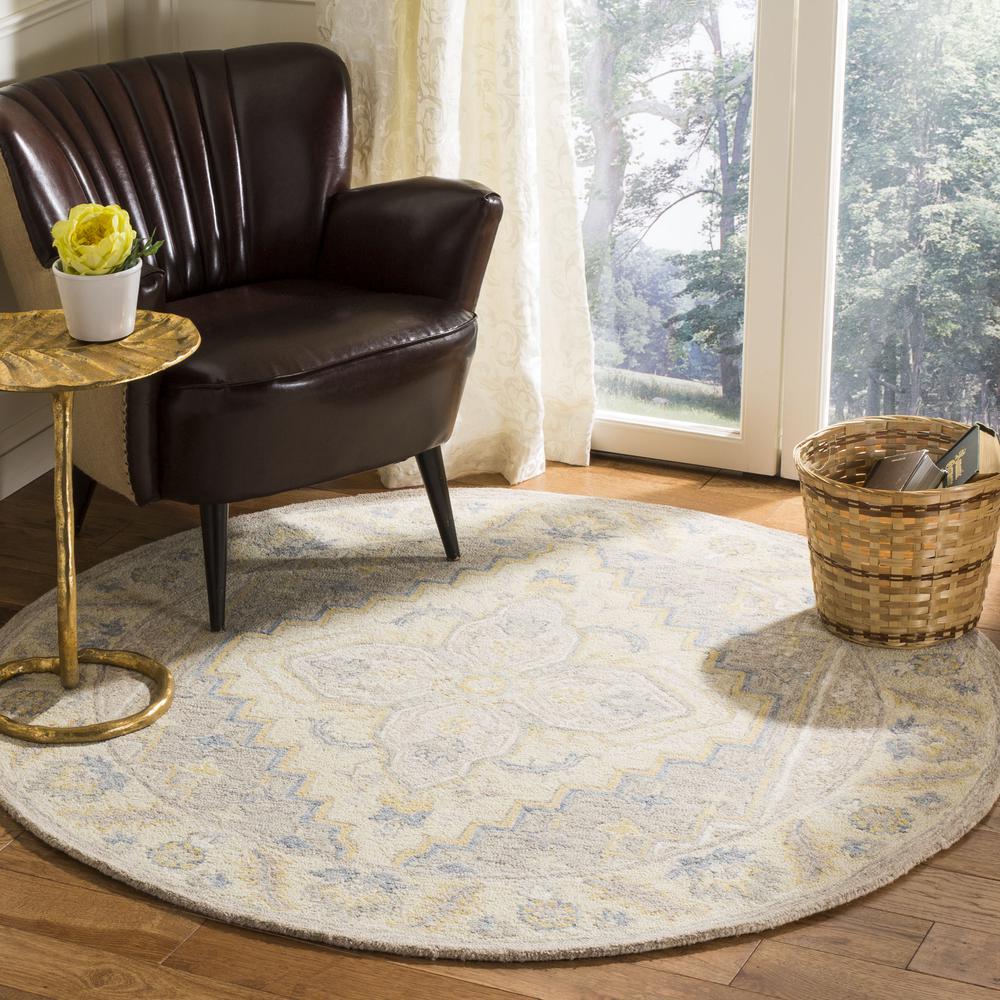 MICRO-LOOP, BEIGE / GREY, 5' X 5' Round, Area Rug. Picture 2