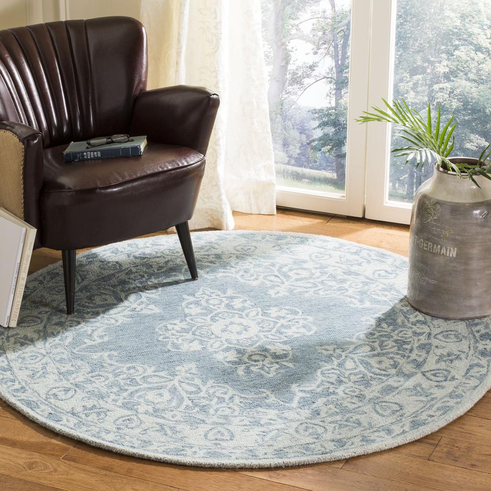 MICRO-LOOP, BLUE / LIGHT BLUE, 5' X 5' Round, Area Rug. Picture 2