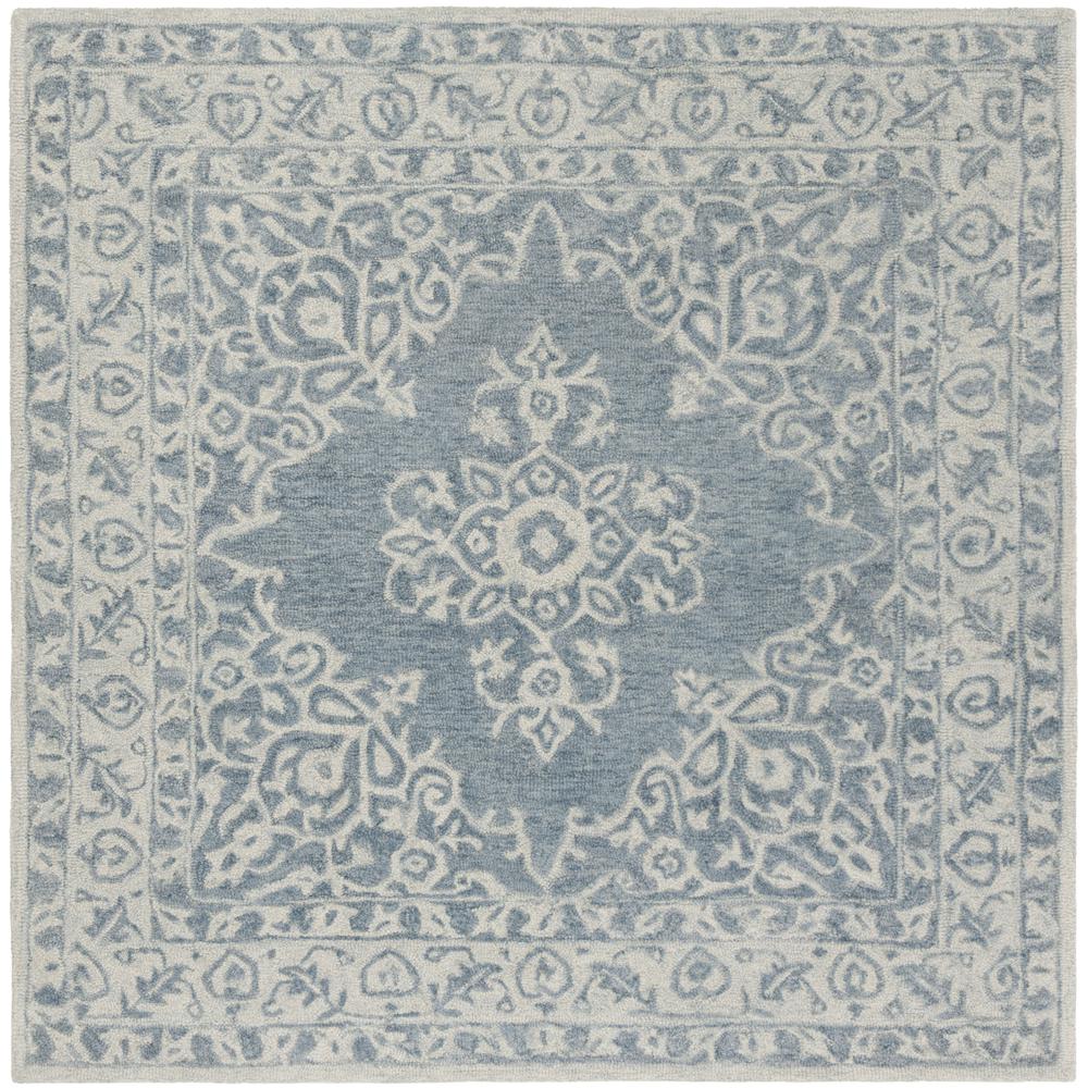 MICRO-LOOP, BLUE / LIGHT BLUE, 5' X 5' Square, Area Rug. Picture 1