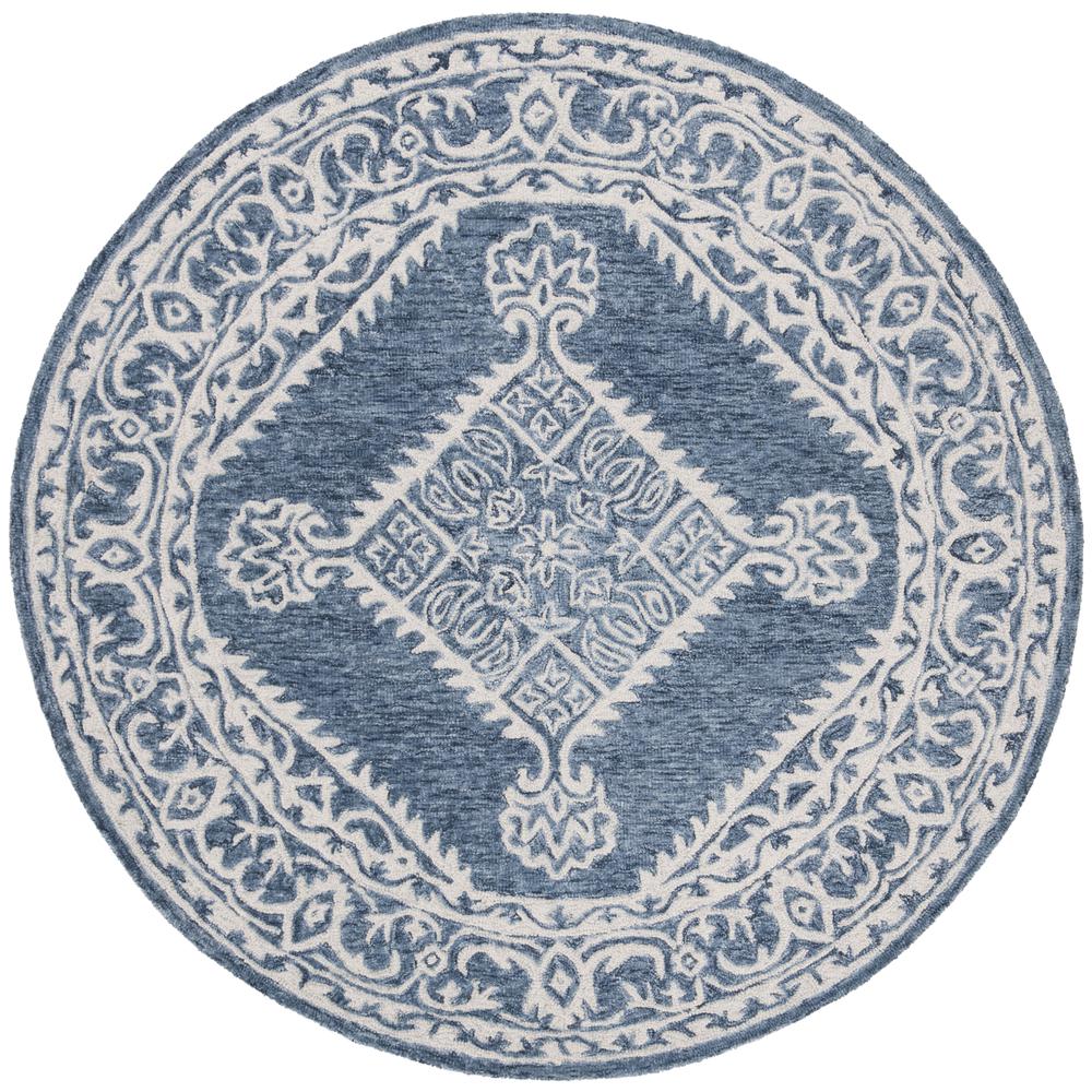 MICRO-LOOP, BLUE / IVORY, 5' X 5' Round, Area Rug, MLP605M-5R. Picture 1