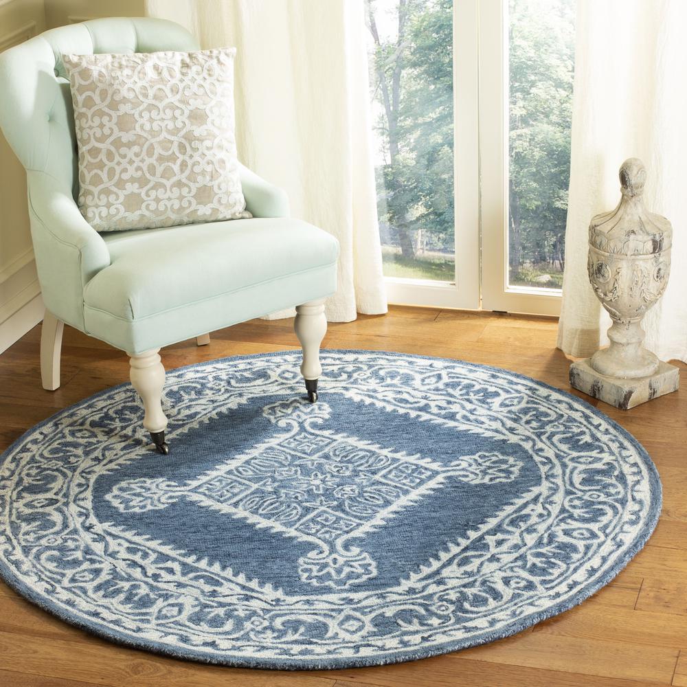 MICRO-LOOP, BLUE / IVORY, 5' X 5' Round, Area Rug, MLP605M-5R. Picture 2