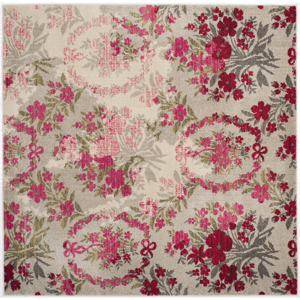 MONACO, IVORY / PINK, 6'-7" X 6'-7" Square, Area Rug, MNC205R-7SQ. Picture 1