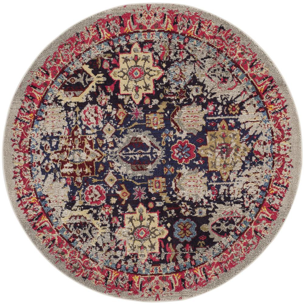 MONACO, GREY / MULTI, 5' X 5' Round, Area Rug, MNC206G-5R. Picture 1