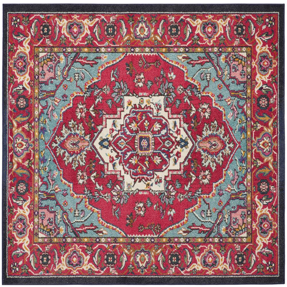 MONACO, RED / TURQUOISE, 5' X 5' Square, Area Rug. Picture 1