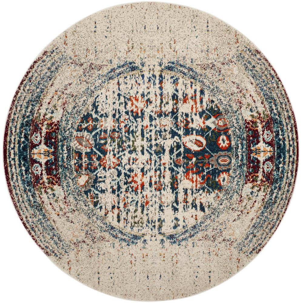 MONACO, IVORY / BLUE, 3' X 3' Round, Area Rug. Picture 1