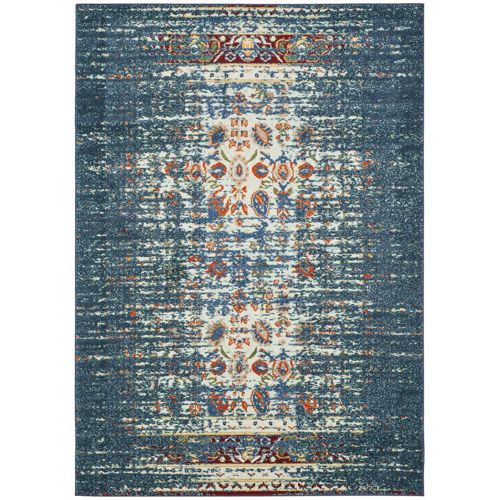 MONACO, BLUE / IVORY, 6'-7" X 9'-2", Area Rug. Picture 1