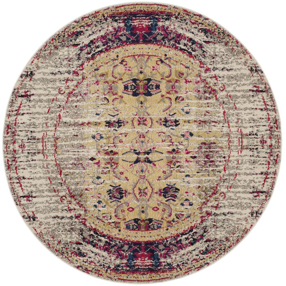 MONACO, IVORY / PINK, 6'-7" X 6'-7" Round, Area Rug, MNC209R-7R. Picture 1