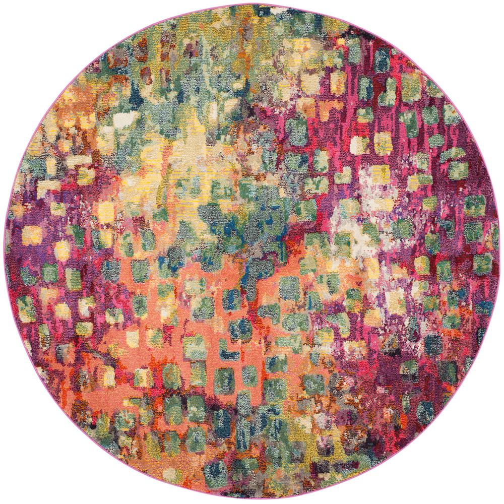 MONACO, PINK / MULTI, 3' X 3' Round, Area Rug. Picture 1