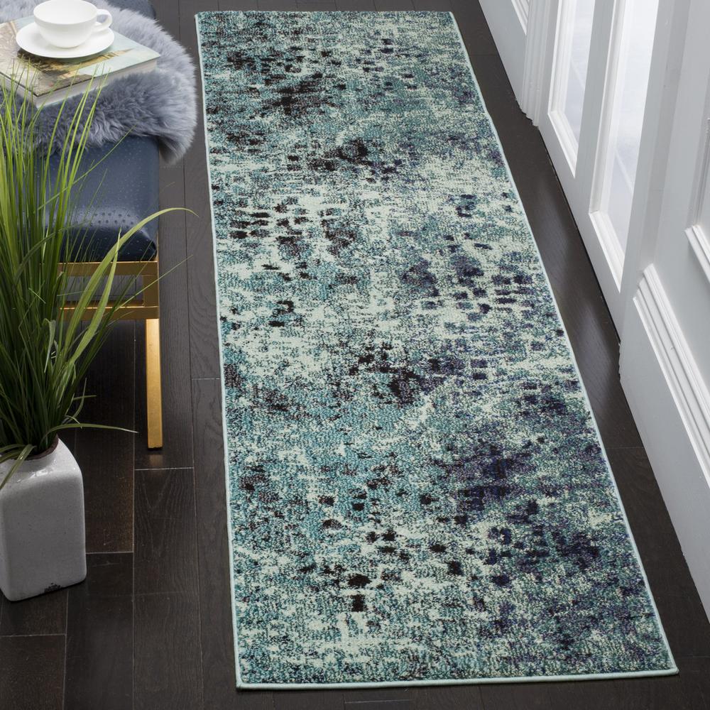 MONACO, LIGHT BLUE / MULTI, 2'-2" X 10', Area Rug. Picture 1