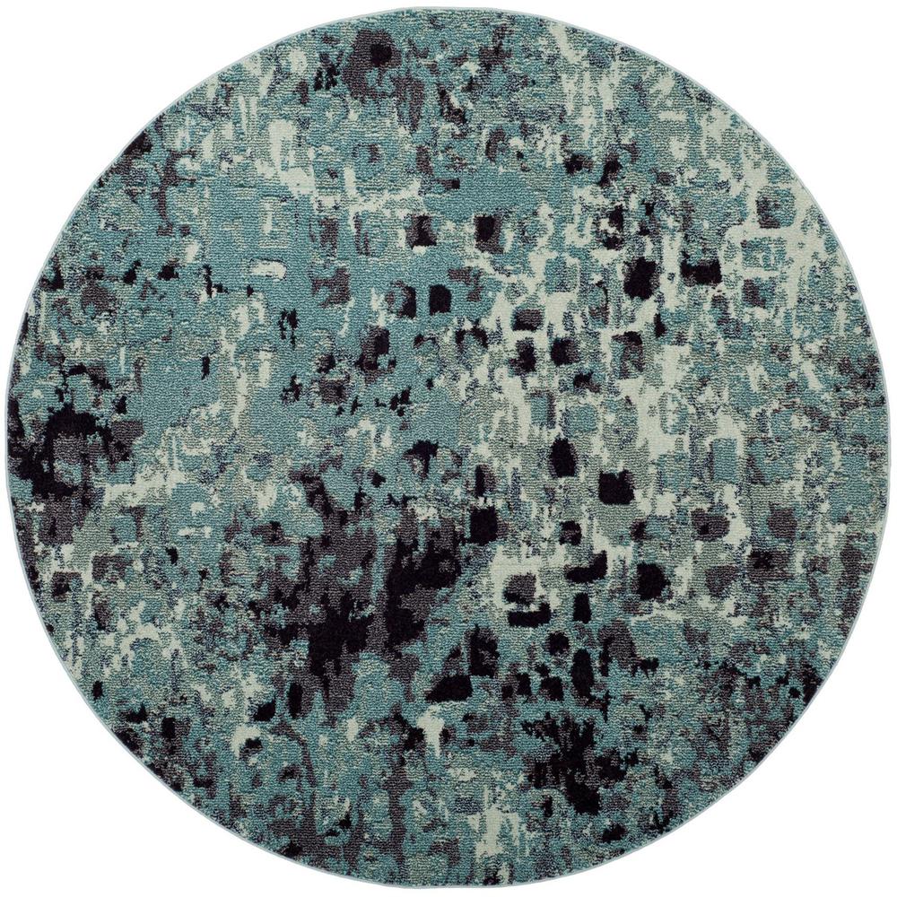 MONACO, LIGHT BLUE / MULTI, 6'-7" X 6'-7" Round, Area Rug. Picture 1