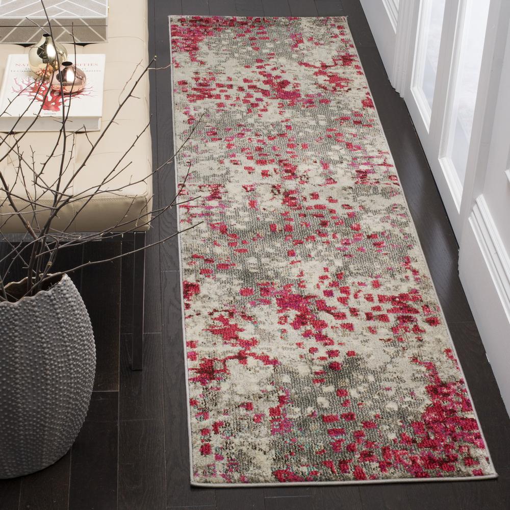 MONACO, GREY / FUCHSIA, 2'-2" X 10', Area Rug. Picture 1