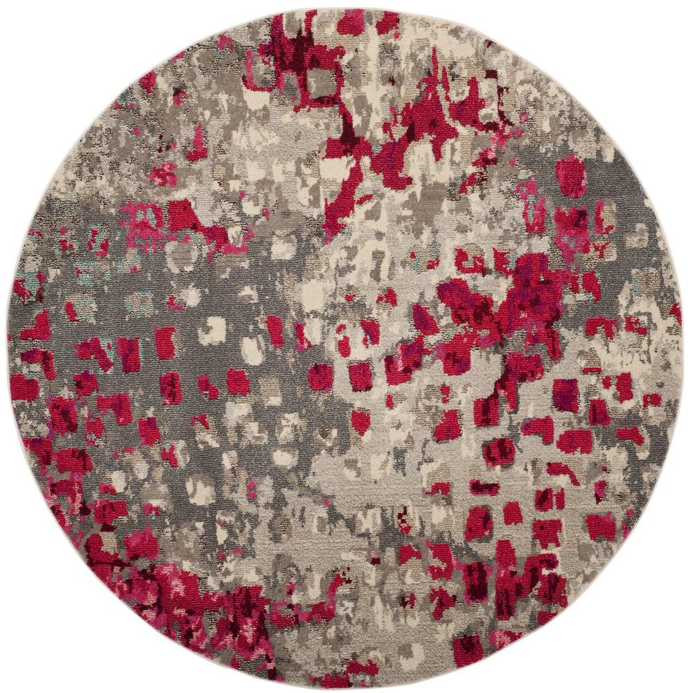 MONACO, GREY / FUCHSIA, 6'-7" X 6'-7" Round, Area Rug. Picture 1