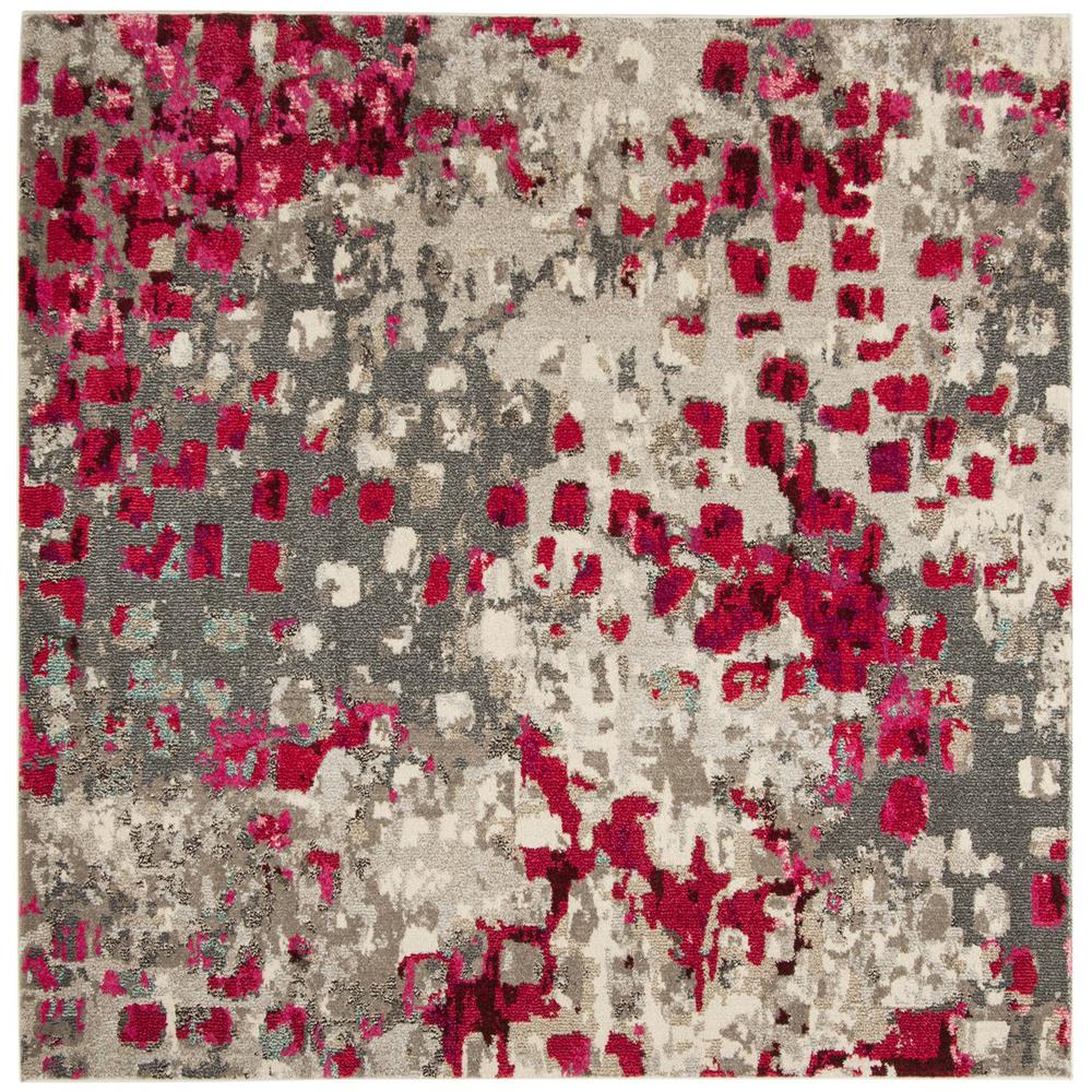 MONACO, GREY / FUCHSIA, 6'-7" X 6'-7" Square, Area Rug. Picture 1