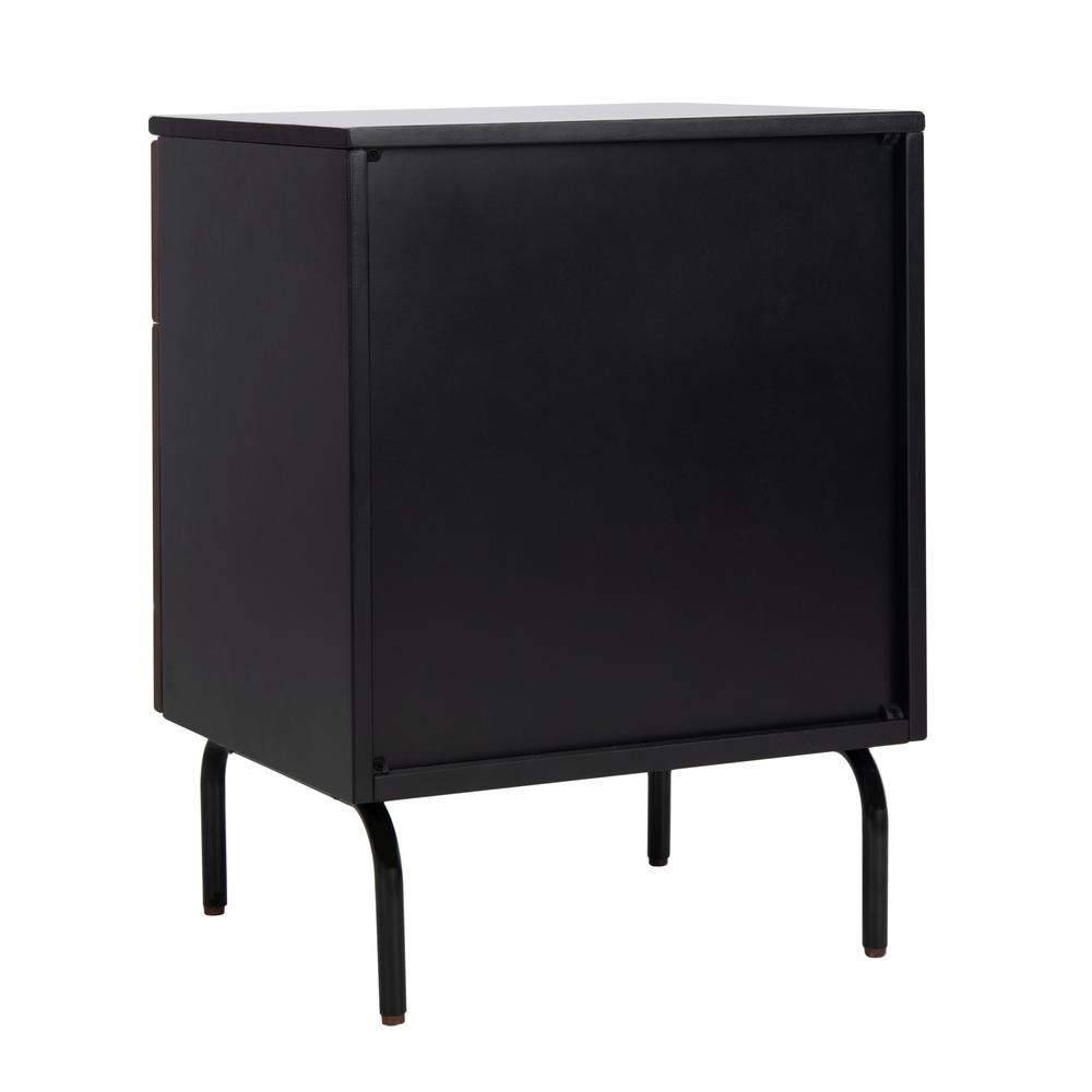 Genevieve 2 Drawer Nightstand, Walnut/Black. Picture 3