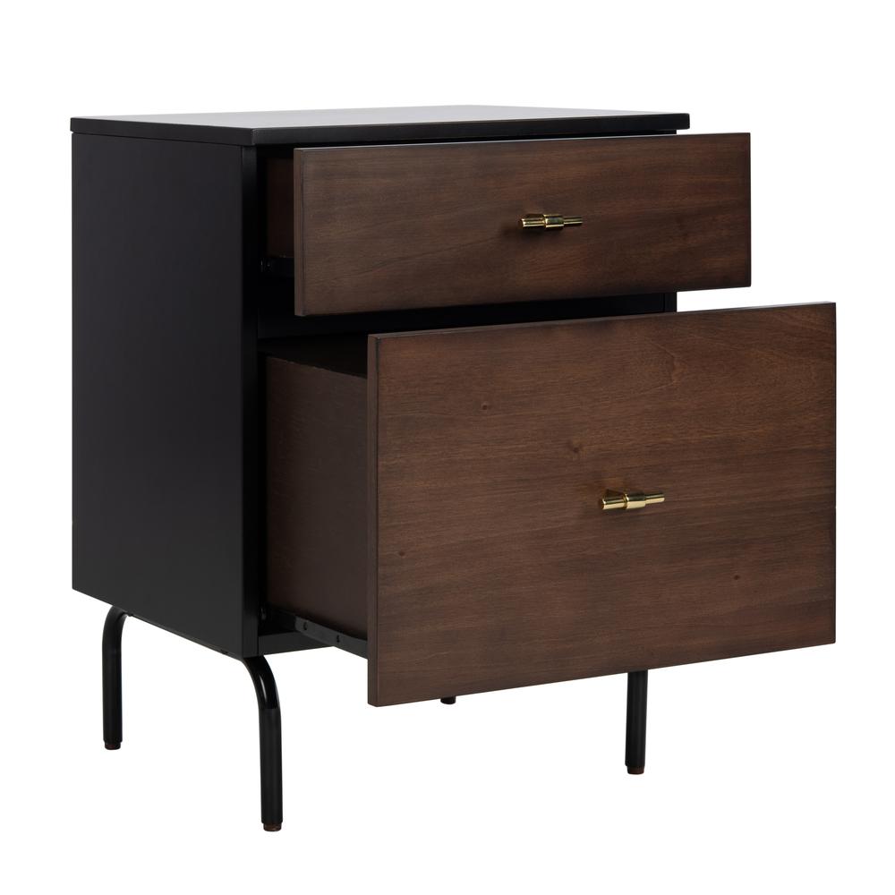 Genevieve 2 Drawer Nightstand, Walnut/Black. Picture 11