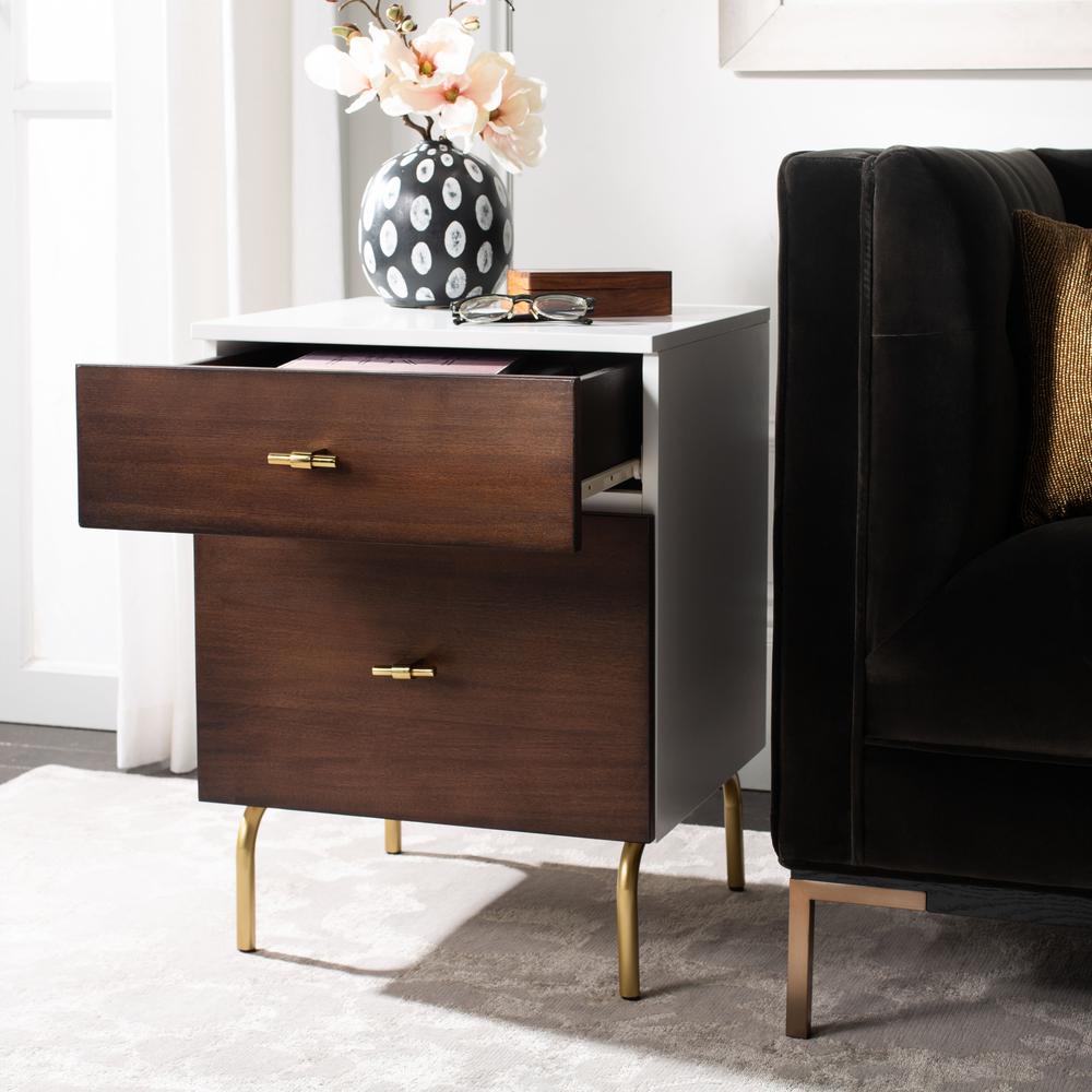 Genevieve 2 Drawer Nightstand, White/Gold. Picture 8