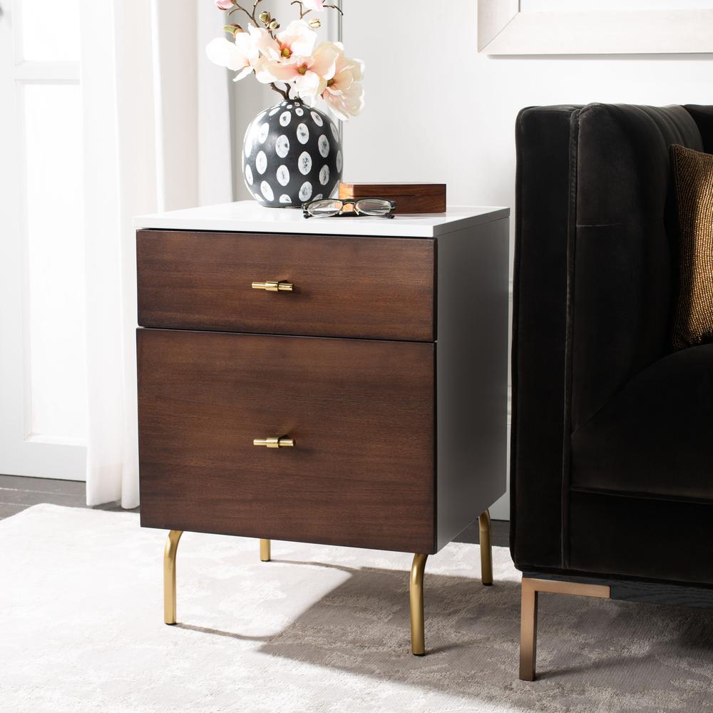 Genevieve 2 Drawer Nightstand, White/Gold. Picture 10