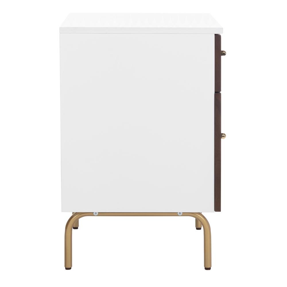 Genevieve 2 Drawer Nightstand, White/Gold. Picture 13