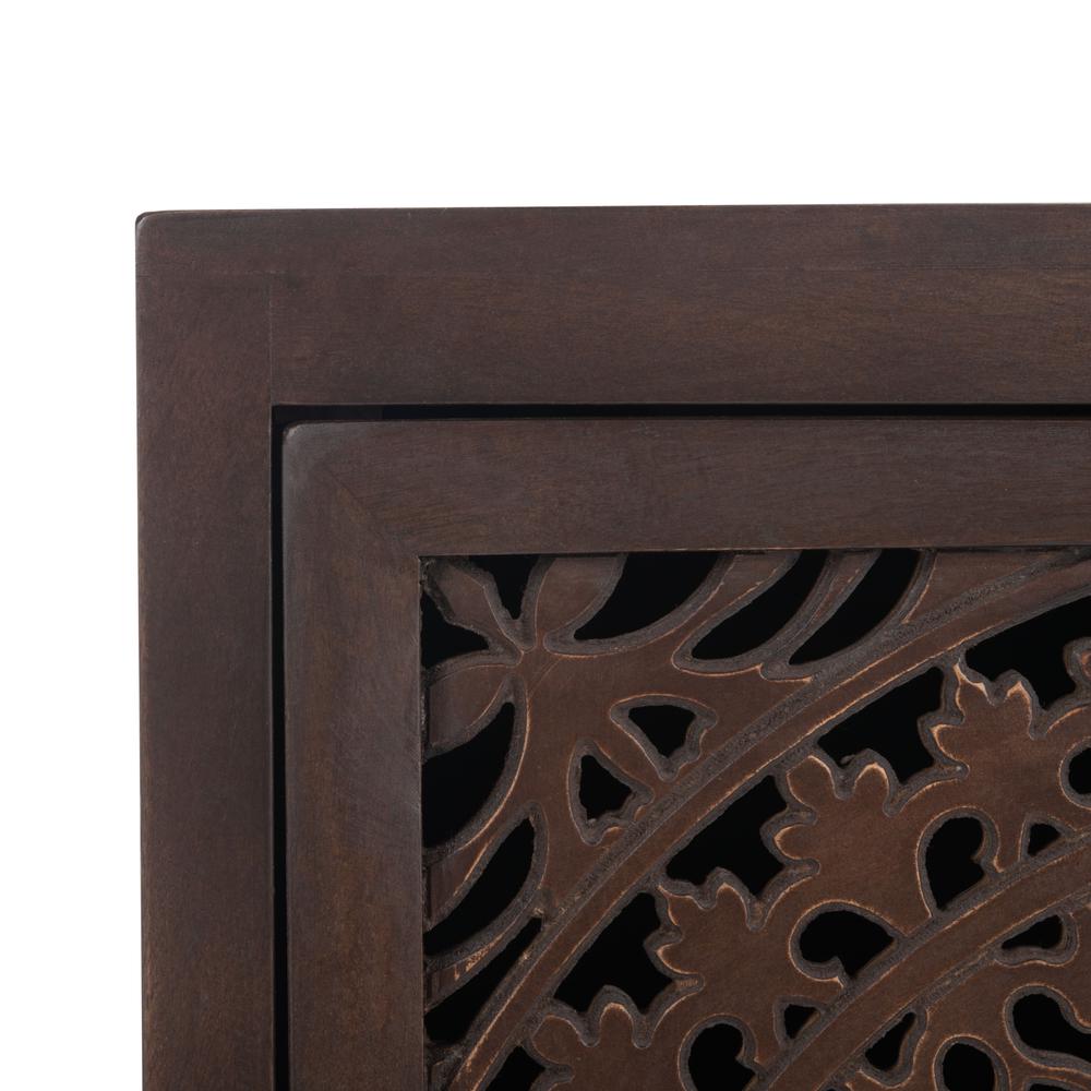 Thea 1 Door Carved Nightstand, Brown. Picture 4