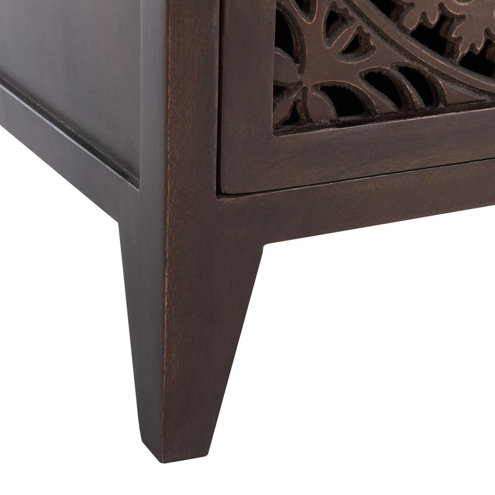 Thea 1 Door Carved Nightstand, Brown. Picture 6
