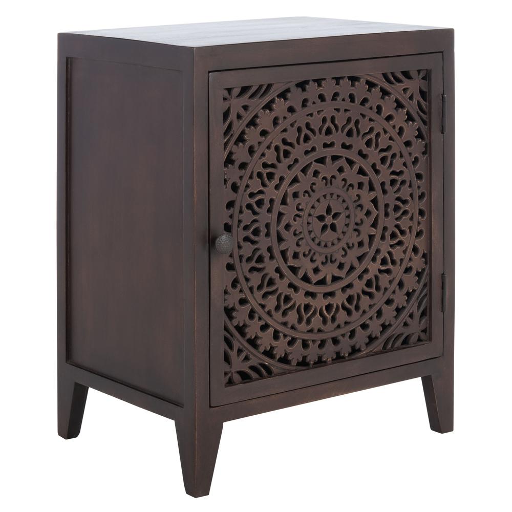 Thea 1 Door Carved Nightstand, Brown. Picture 11