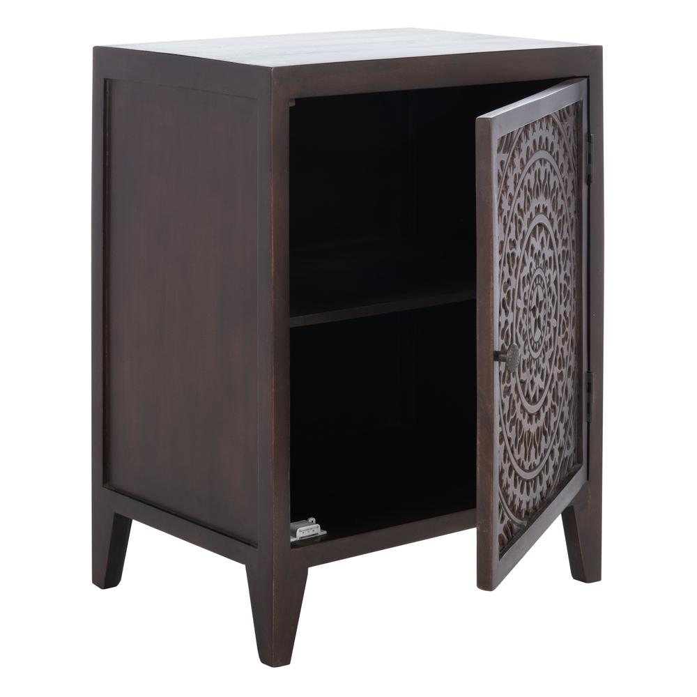 Thea 1 Door Carved Nightstand, Brown. Picture 13