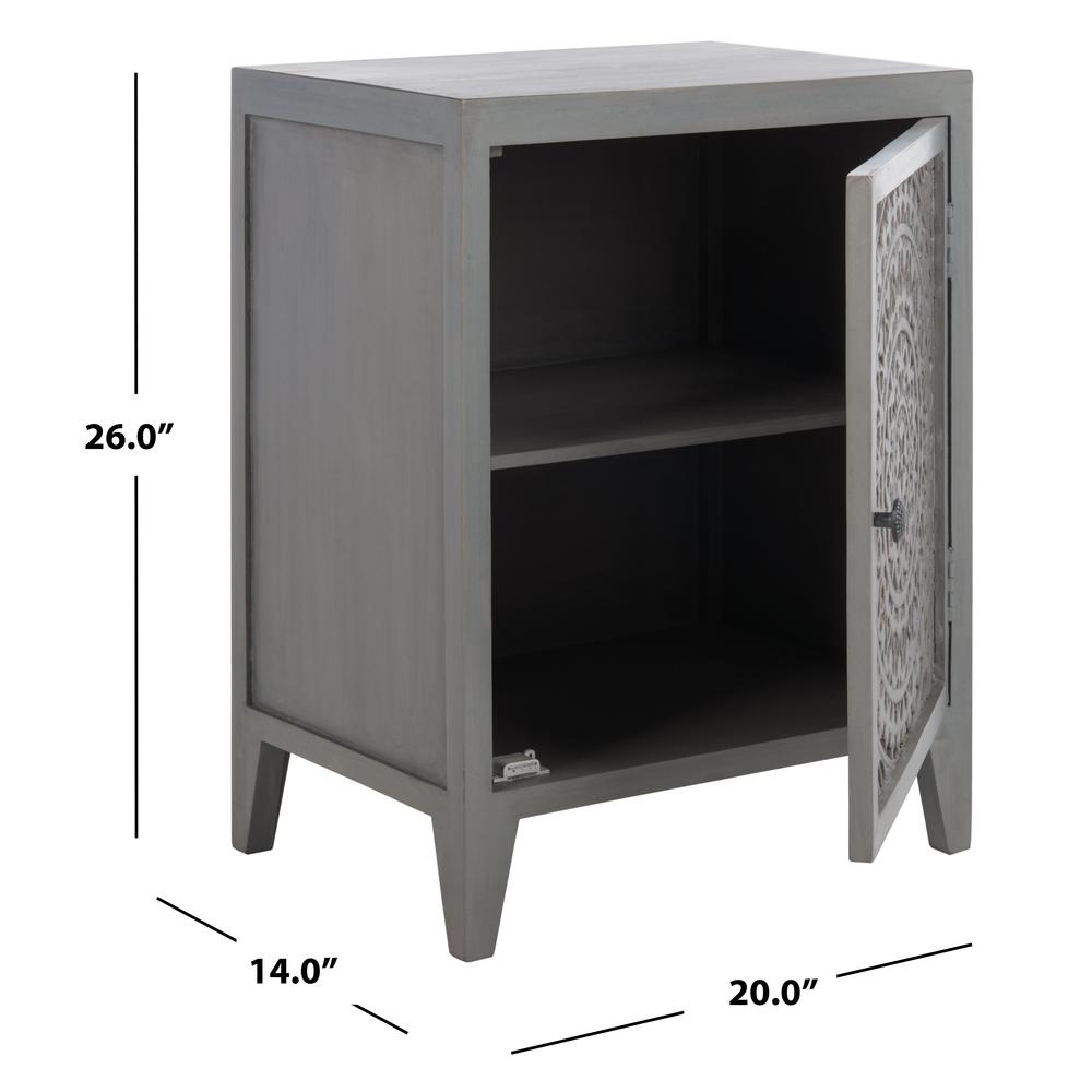 Thea 1 Door Carved Nightstand, Grey Walnut. Picture 5