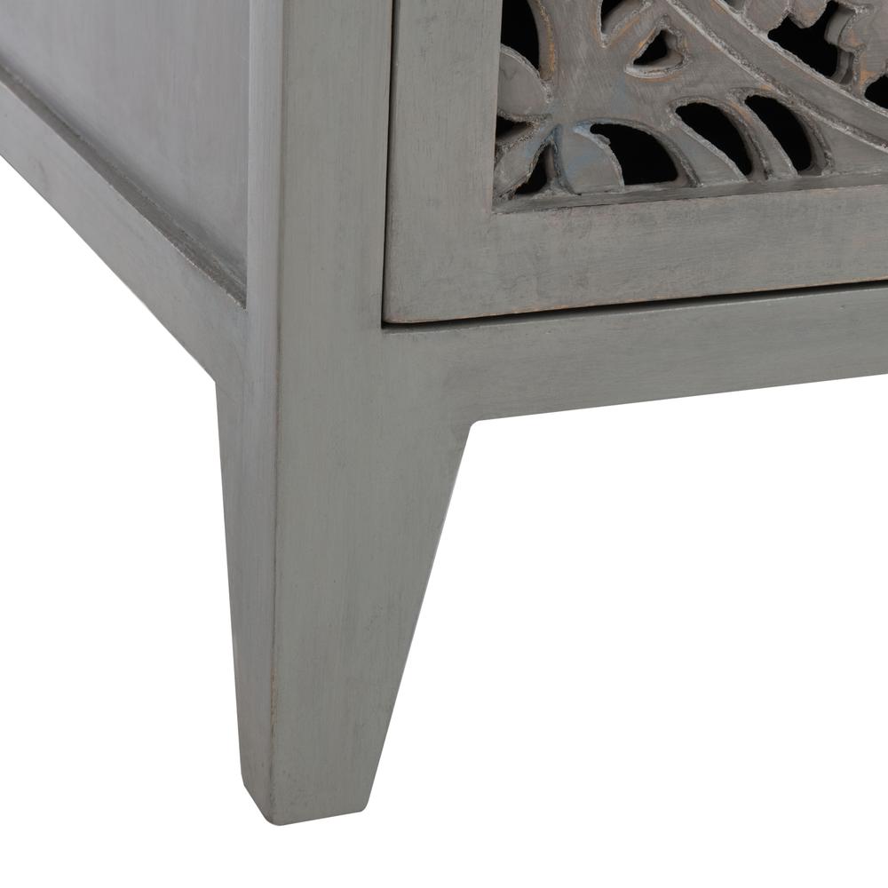 Thea 1 Door Carved Nightstand, Grey Walnut. Picture 6