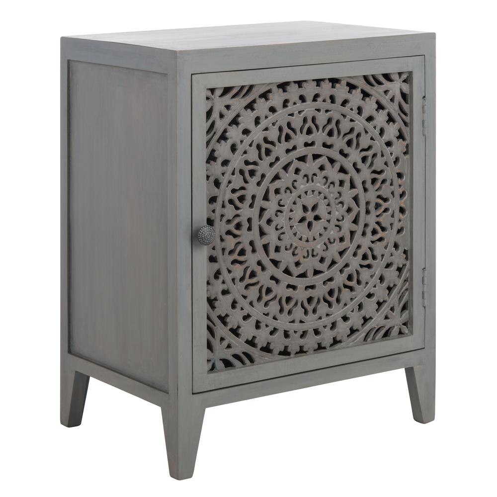 Thea 1 Door Carved Nightstand, Grey Walnut. Picture 11