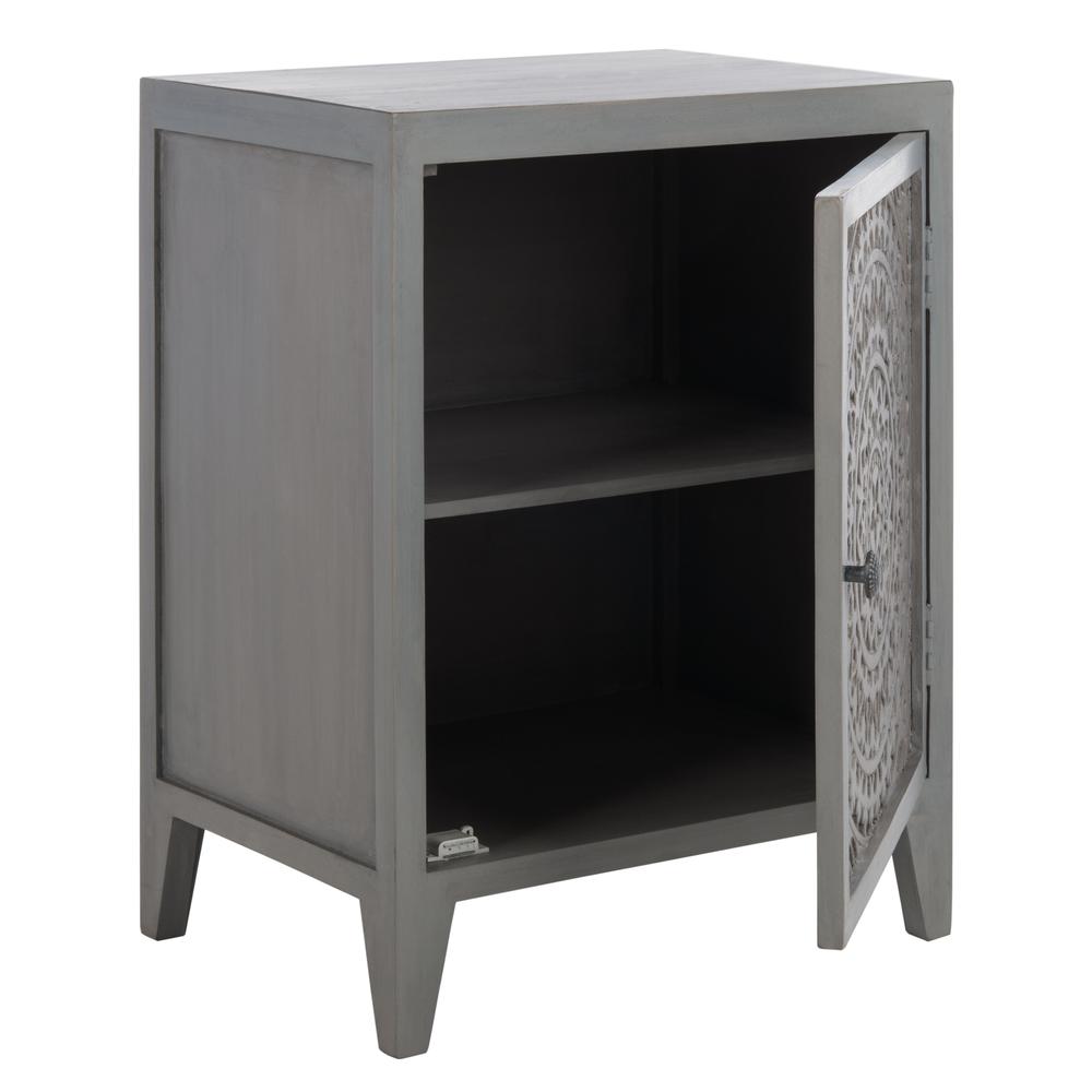 Thea 1 Door Carved Nightstand, Grey Walnut. Picture 13
