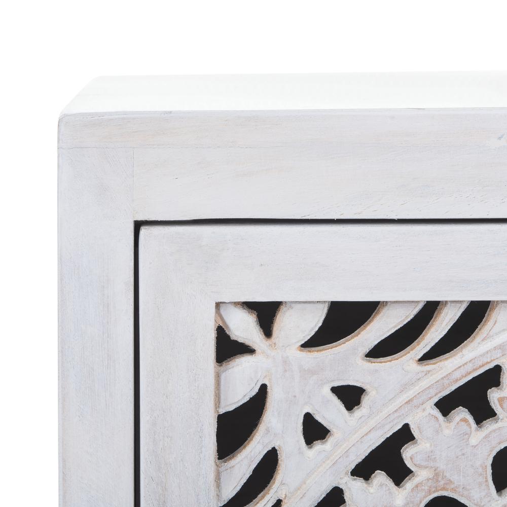 Thea 1 Door Carved Nightstand, White Wash. Picture 4
