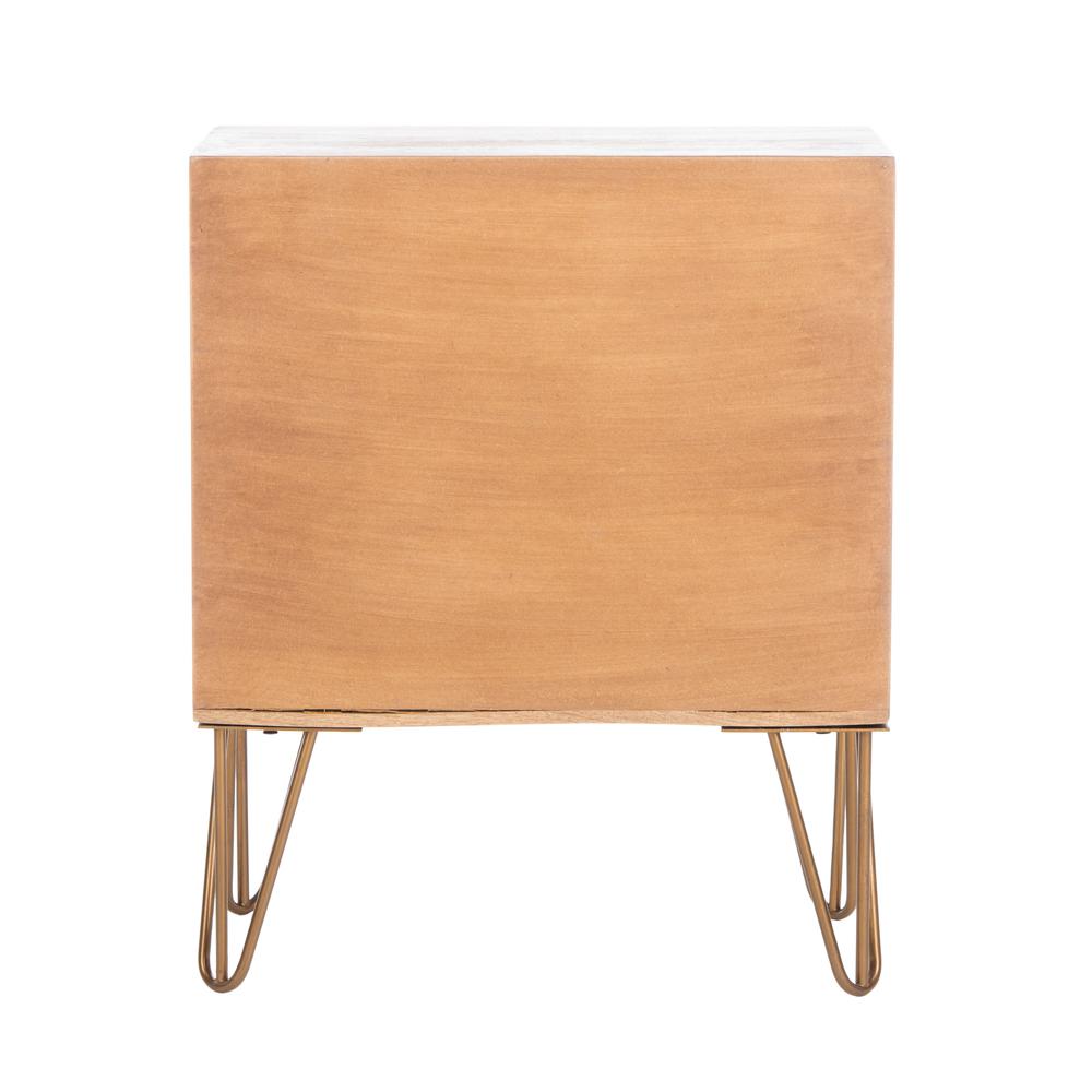 Solene 1 Drawer Textured Nightstand, Natural/Brass. Picture 2