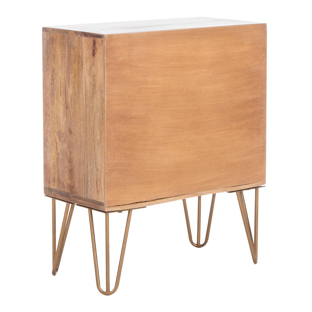 Solene 1 Drawer Textured Nightstand, Natural/Brass. Picture 3