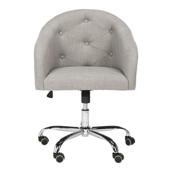 AMY TUFTED LINEN CHROME LEG SWIVEL OFFICE CHAIR. Picture 1