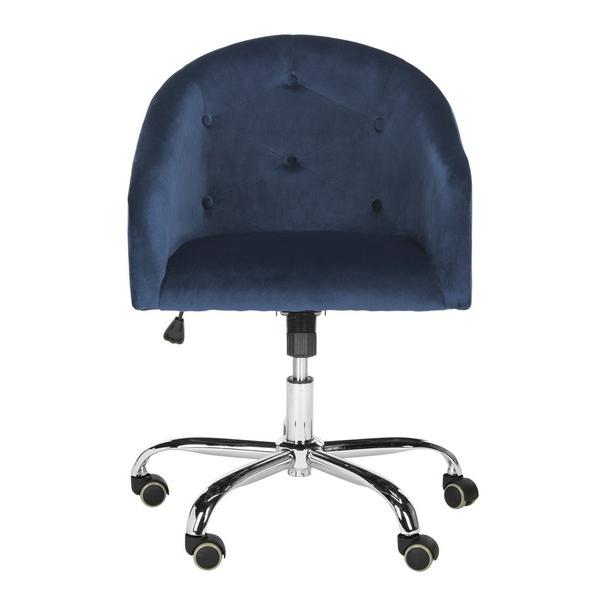 AMY TUFTED VELVET CHROME LEG SWIVEL OFFICE CHAIR. Picture 1