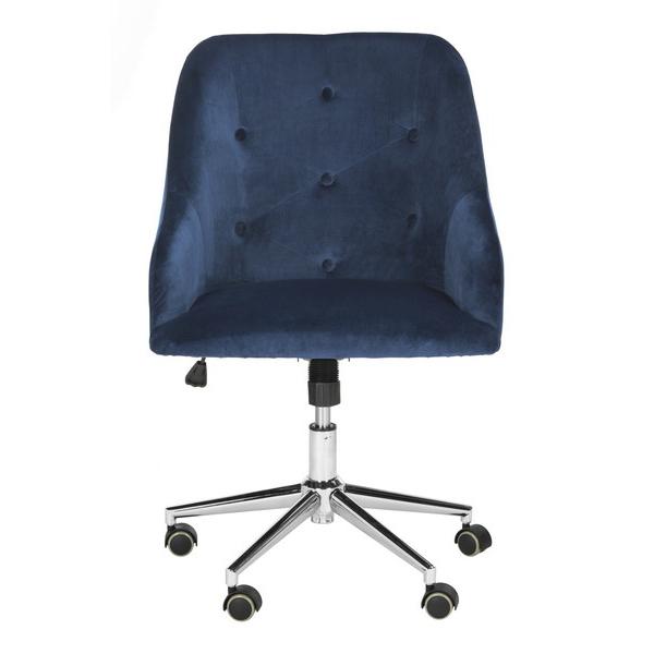 EVELYNN TUFTED VELVET CHROME LEG SWIVEL OFFICE CHAIR. Picture 1