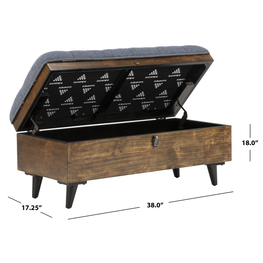 Liam Tufted Cocktail Ottoman, Navy/Dark Oak. Picture 7