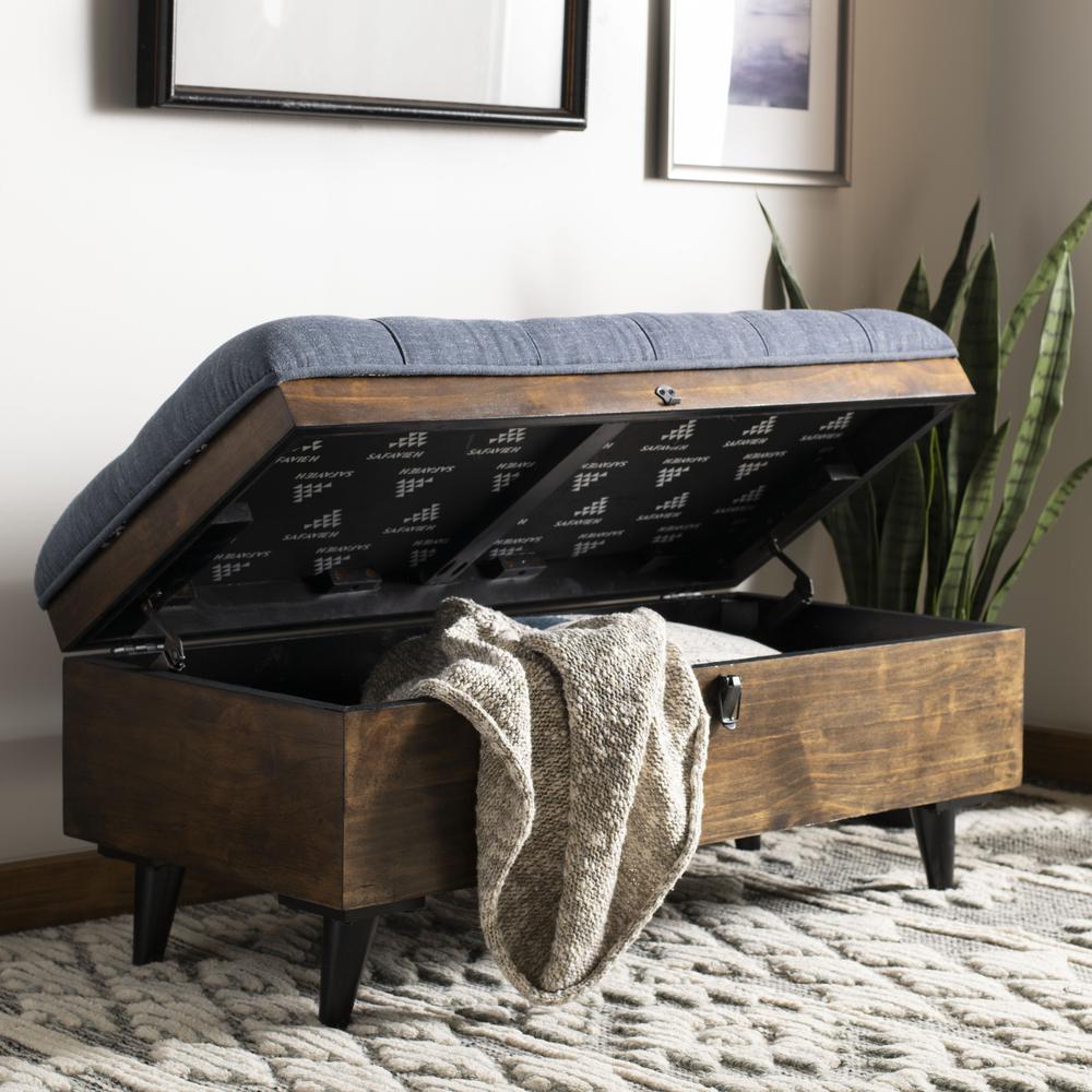 Liam Tufted Cocktail Ottoman, Navy/Dark Oak. Picture 9