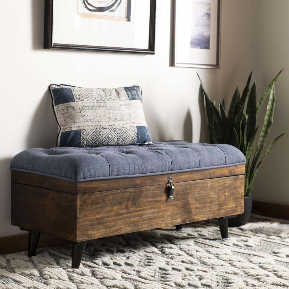 Liam Tufted Cocktail Ottoman, Navy/Dark Oak. Picture 10