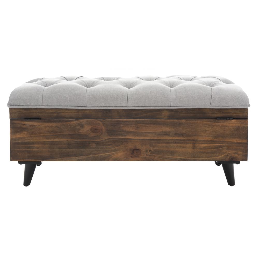 Liam Tufted Cocktail Ottoman, Grey/Dark Oak. Picture 2