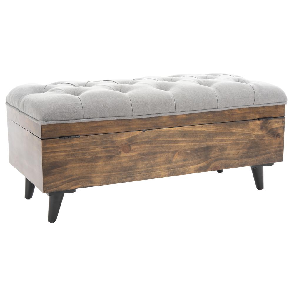 Liam Tufted Cocktail Ottoman, Grey/Dark Oak. Picture 3
