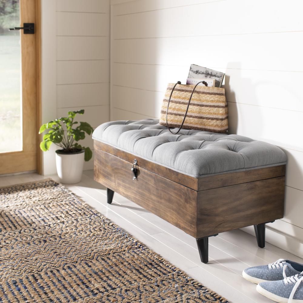 Liam Tufted Cocktail Ottoman, Grey/Dark Oak. Picture 9